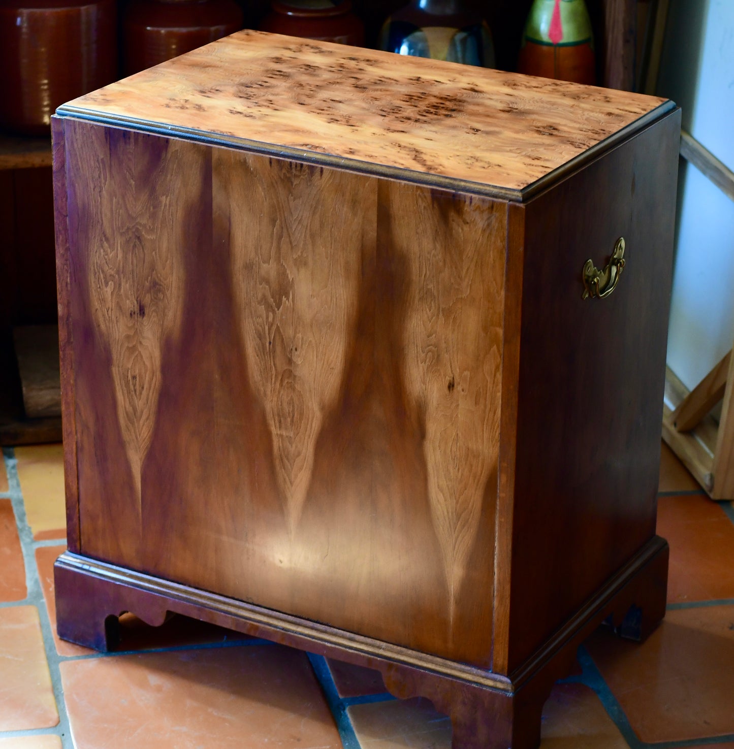 Vintage Baker Furniture Georgian Burled Wood & Mahogany Chest Of Drawers