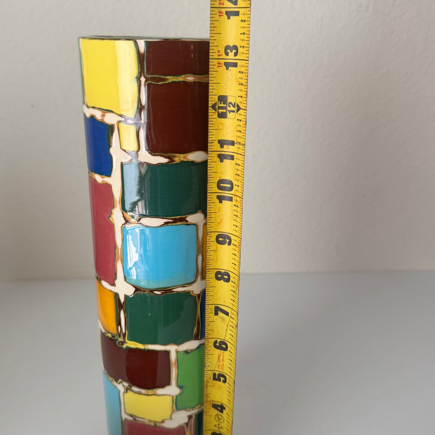 Beautiful Handmade Studio Pottery Multi Colored Vase Signed Breaux 1992