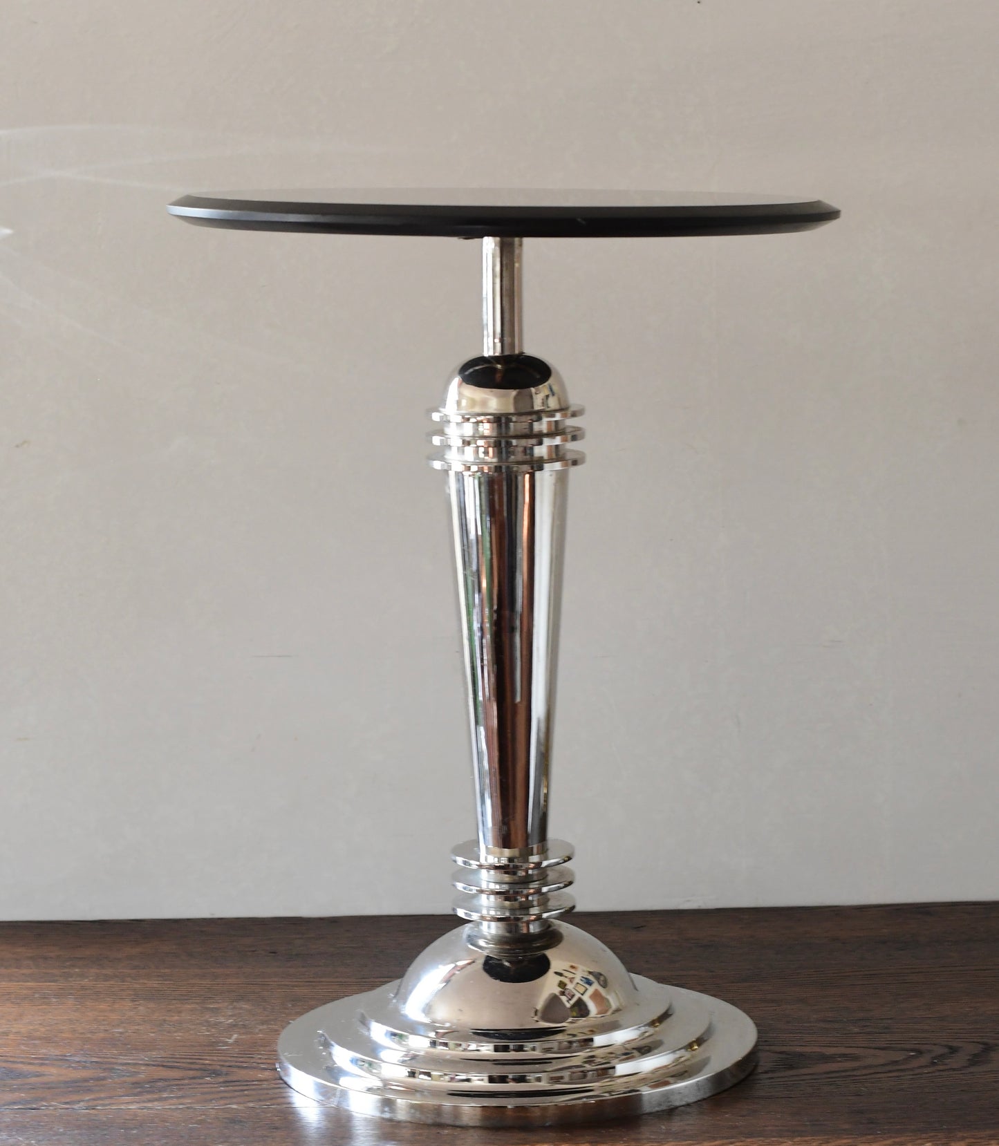 Vintage Art Deco Style Chrome & Marble Drink Pedestal Side Table