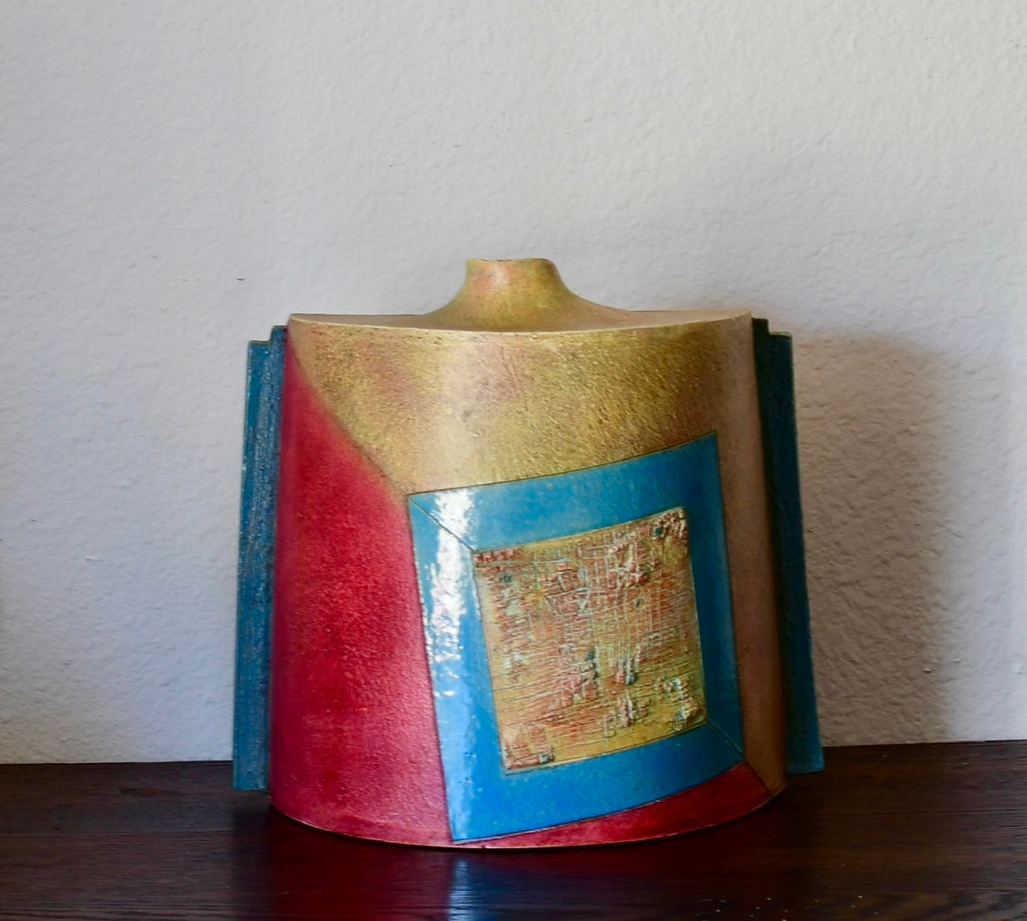 Vintage Post Modern Sculptural Art Vase 1980’s Handmade Pottery