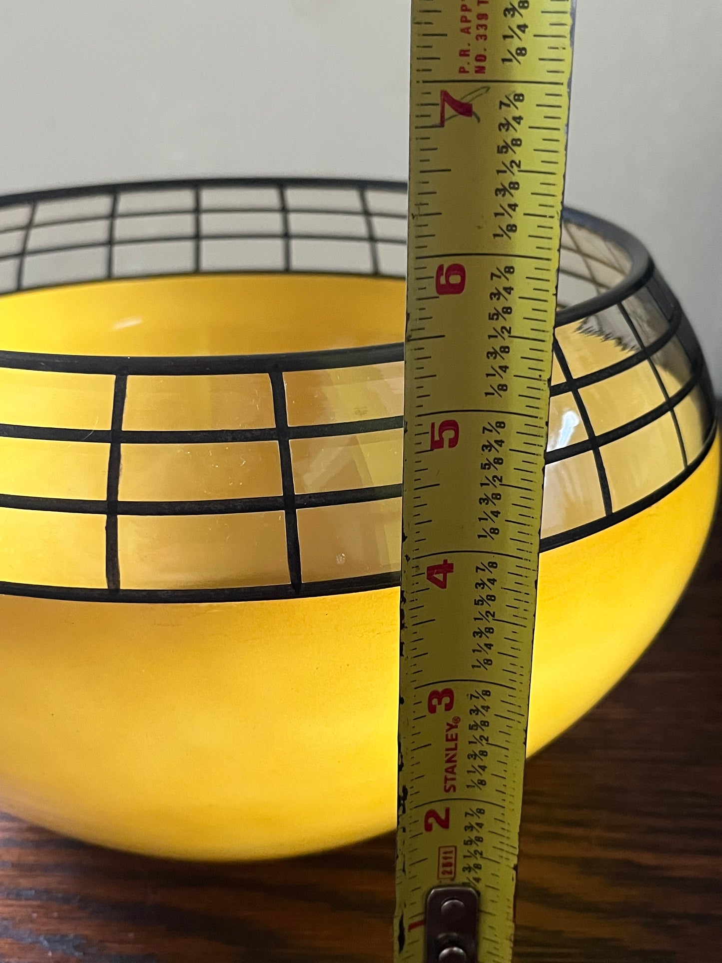 Mid Century Modern Geometeric Yellow Glass Bowl Deco