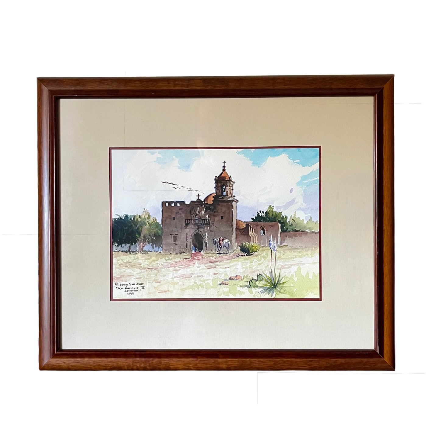 Original Lorenzo Castaneda Texas Mission Original Water Color Painting