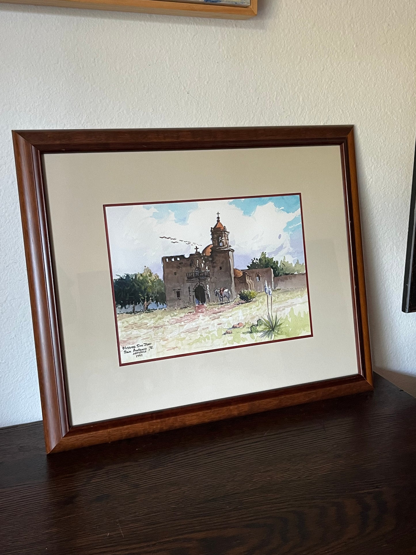 Original Lorenzo Castaneda Texas Mission Original Water Color Painting
