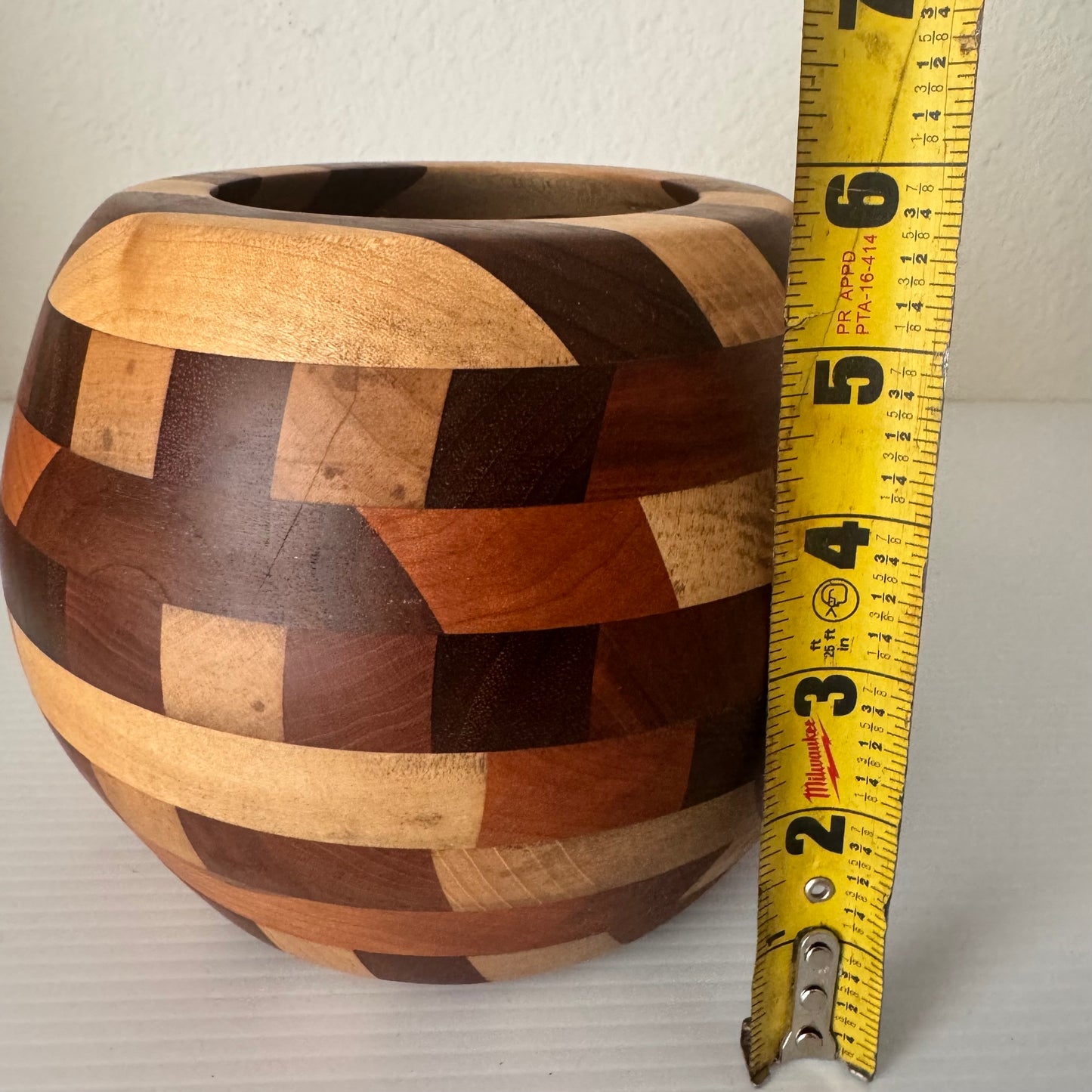 Artisan Handmade Segmented Wood Vase Bowl Cherry Maple Walnut