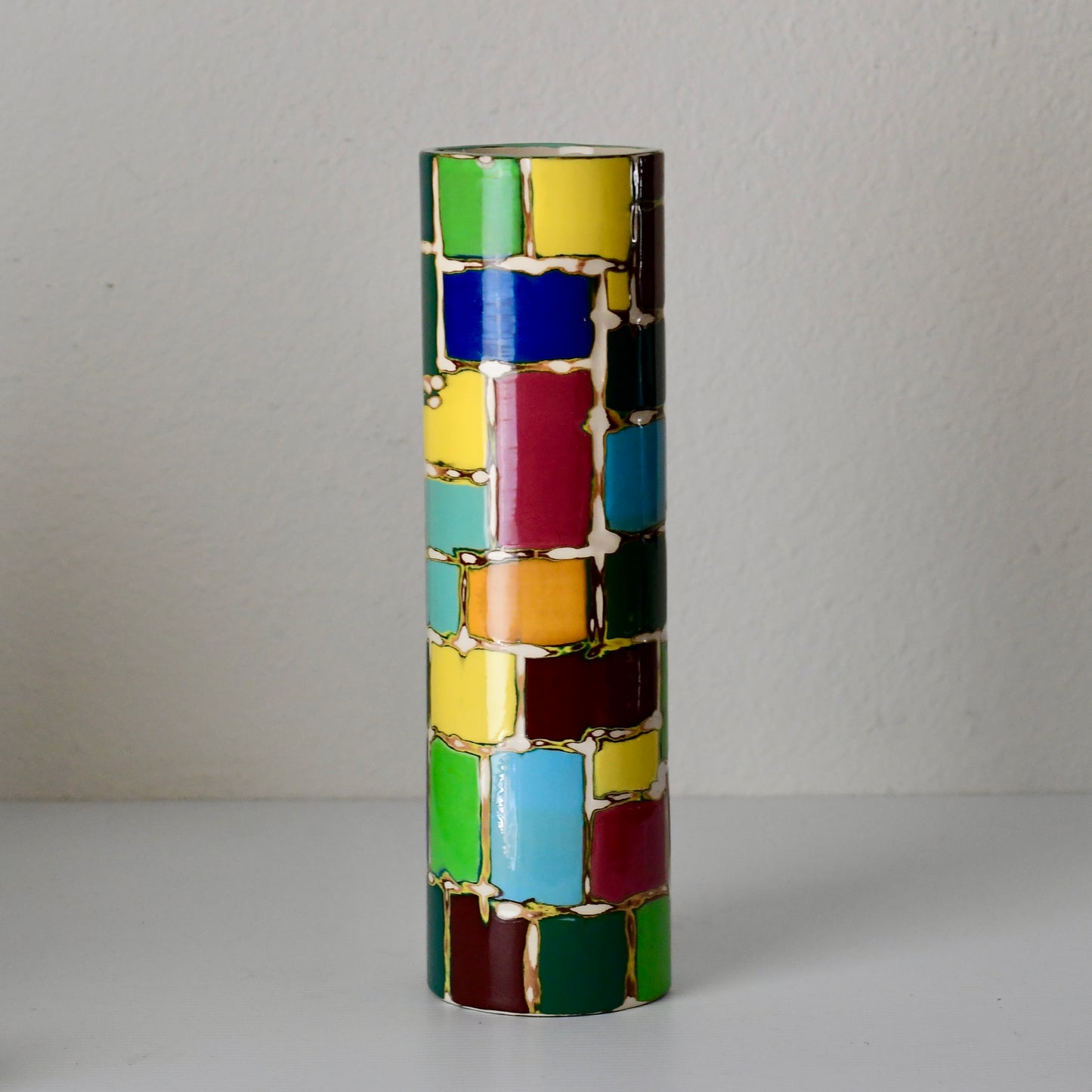 Beautiful Handmade Studio Pottery Multi Colored Vase Signed Breaux 1992