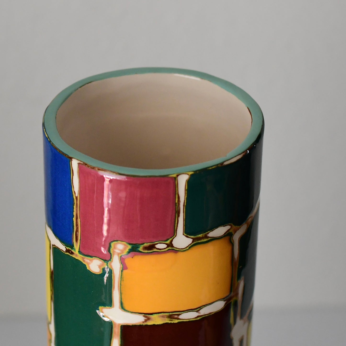 Beautiful Handmade Studio Pottery Multi Colored Vase Signed Breaux 1992