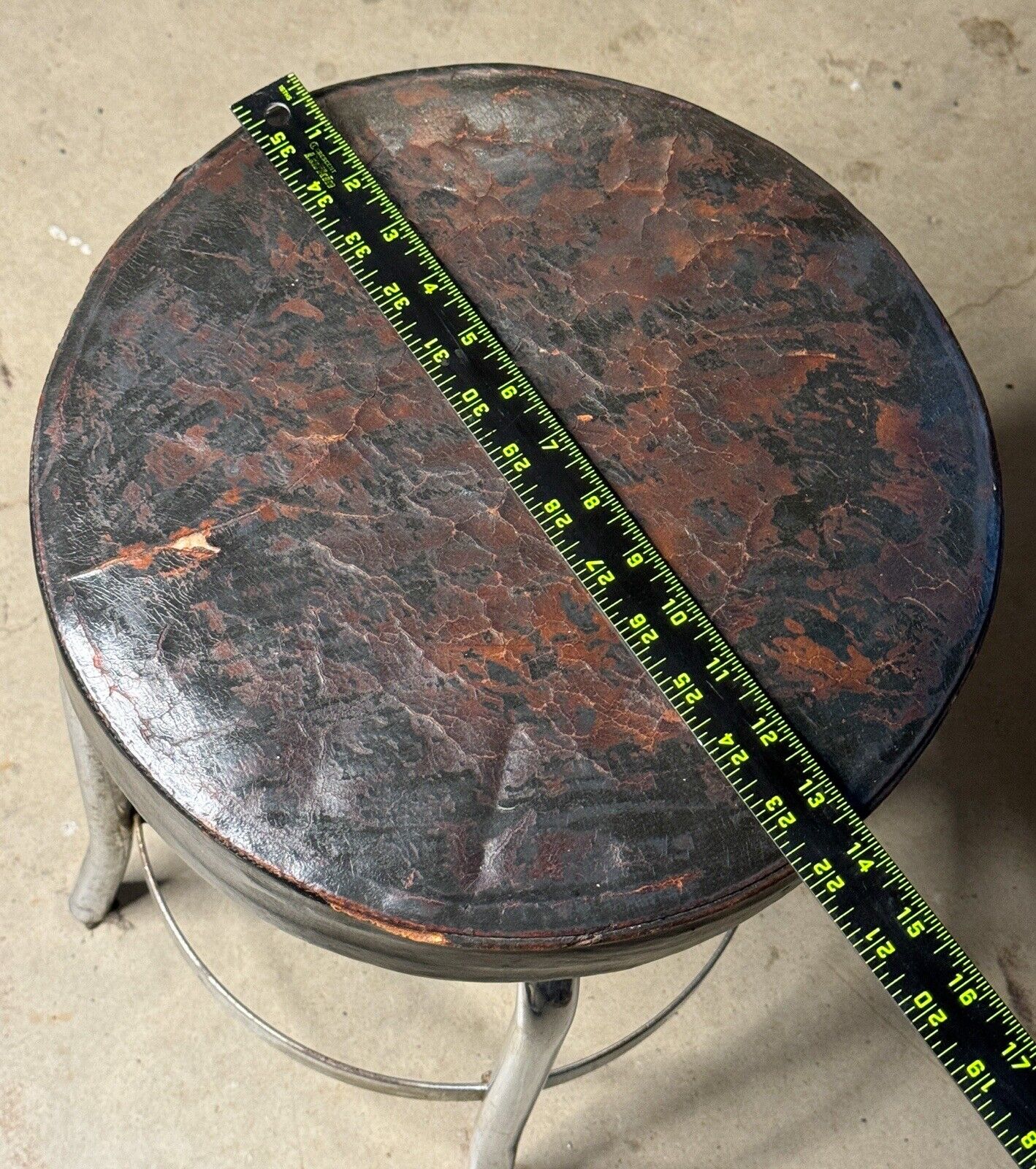 Vintage Art Deco Howell Leath & Chrome Stool