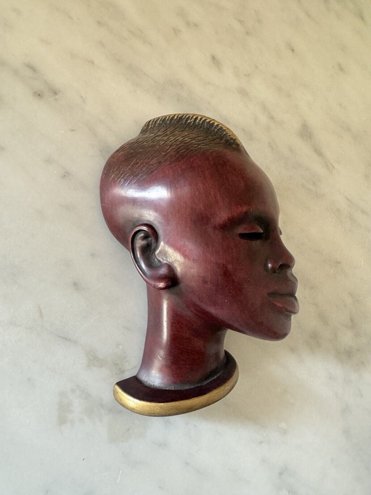 Vintage Achatit Handarbeit Handiwork Wall Art African Woman Made In Germany