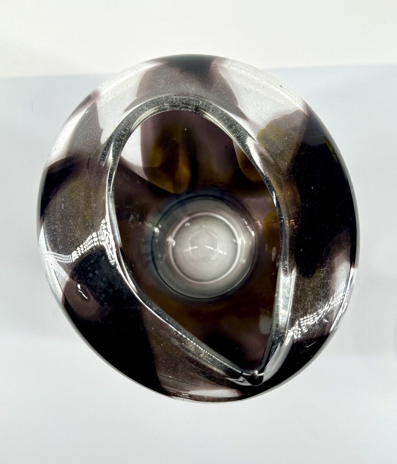 Vintage David Traub Studio Hand Blown Art Glass Vase 1989