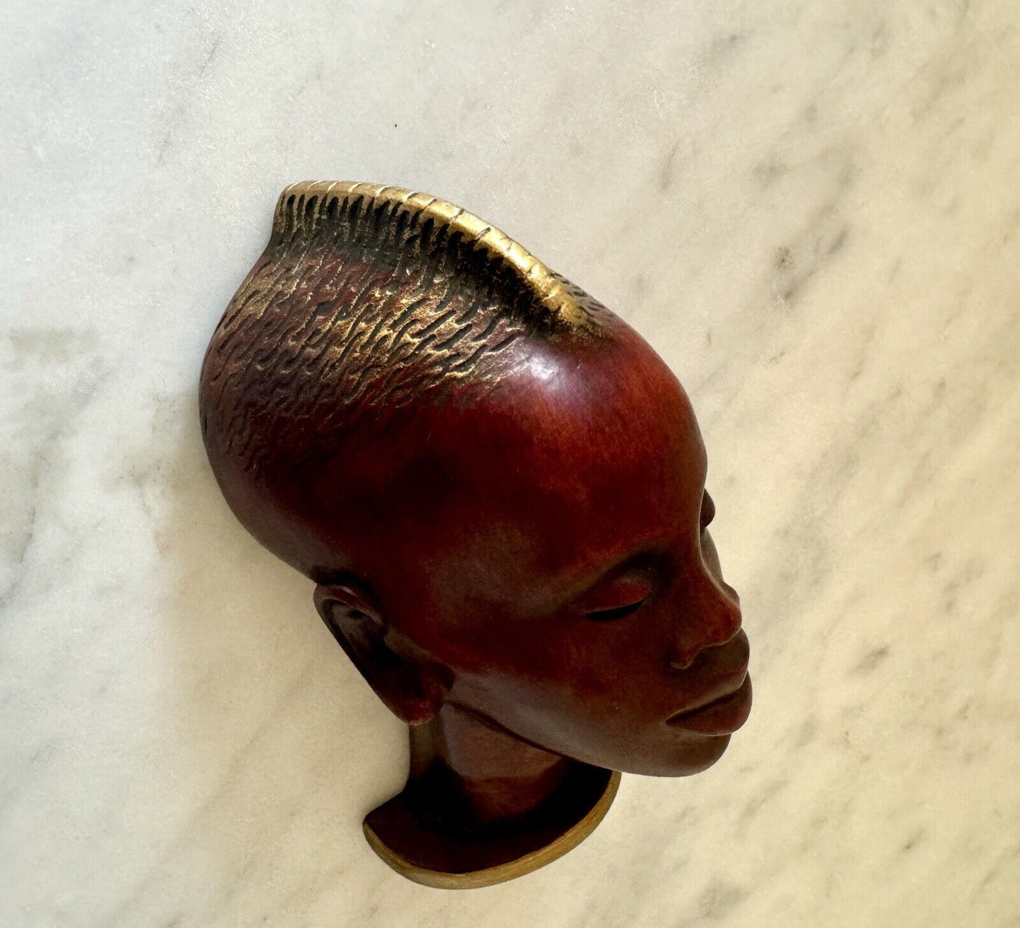 Vintage Achatit Handarbeit Handiwork Wall Art African Woman Made In Germany