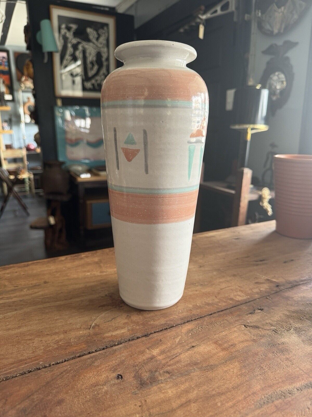 Vintage 1980’s Ceramic Pottery Vase 12” Tall
