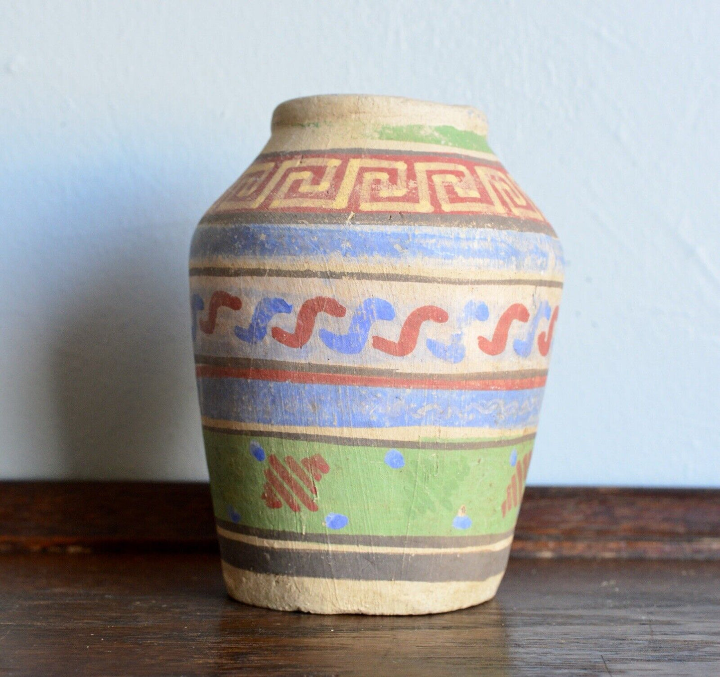 Vintage Mexican Mayan Aztec Revival Pottery Vase Early 20th Century