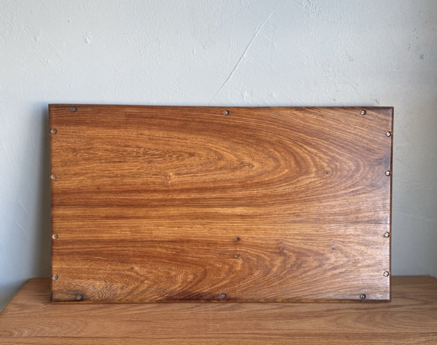 Vintage Austrian Marquetry Serving Tray Mixed Wood Star Inlay 20th Century