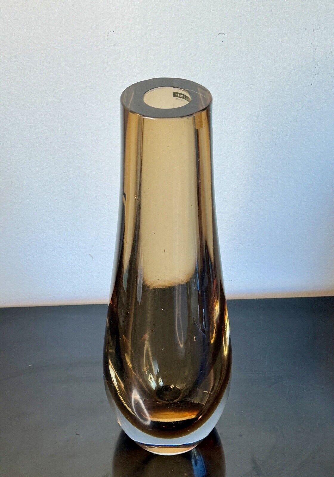 Fornace Miam Murano Amber Blown Art Glass Vase Italy