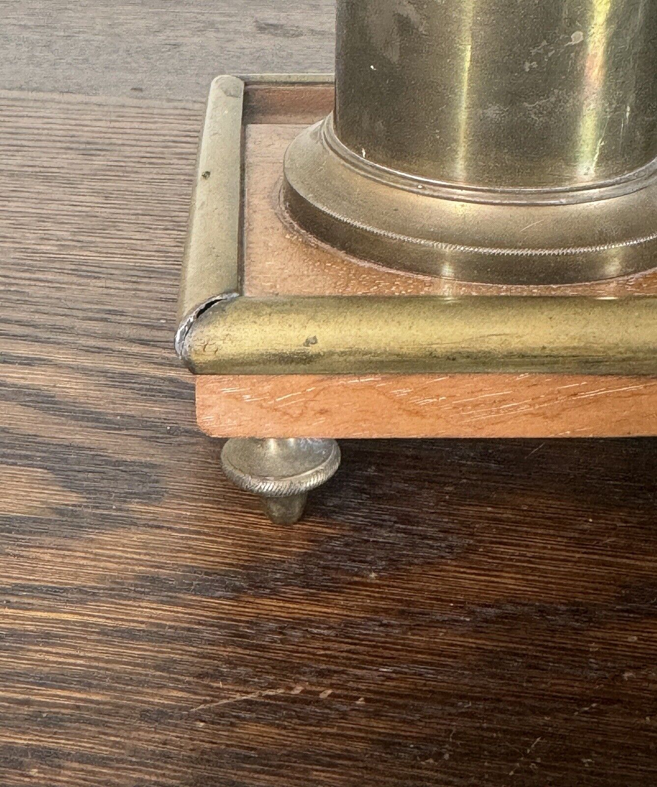 Antique English Brass Desk Set Inkwell