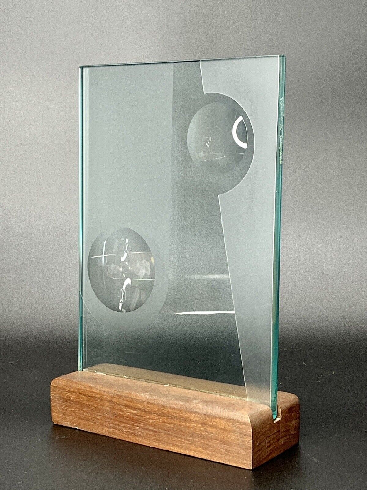 Vintage Abstract Glass Sculpture Signed Kamala 1978
