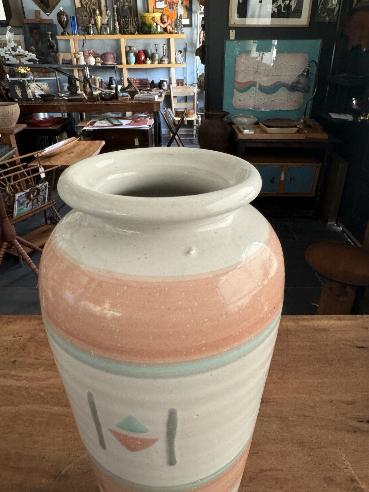 Vintage 1980’s Ceramic Pottery Vase 12” Tall