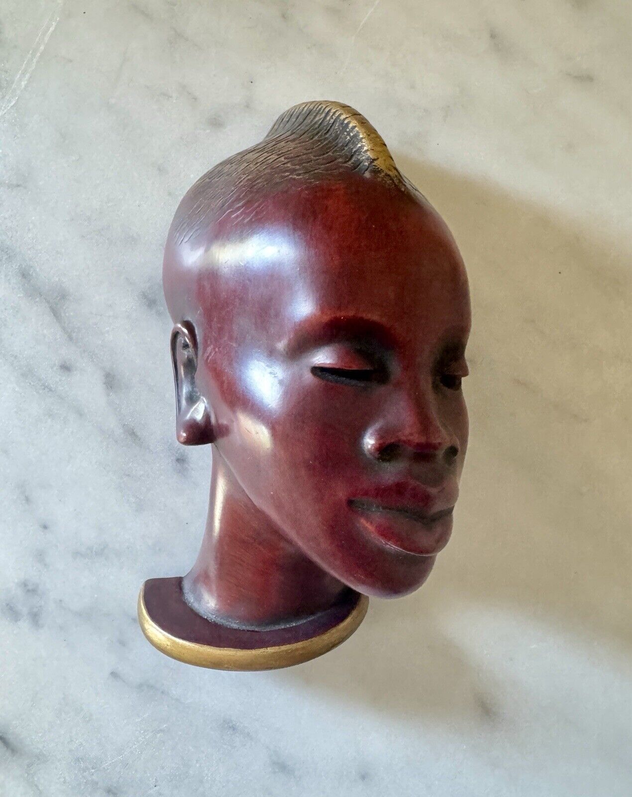 Vintage Achatit Handarbeit Handiwork Wall Art African Woman Made In Germany