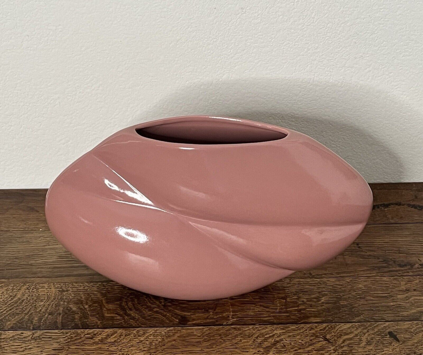Vintage Post Modern Pink Ceramic Pottery Vase 1980’s