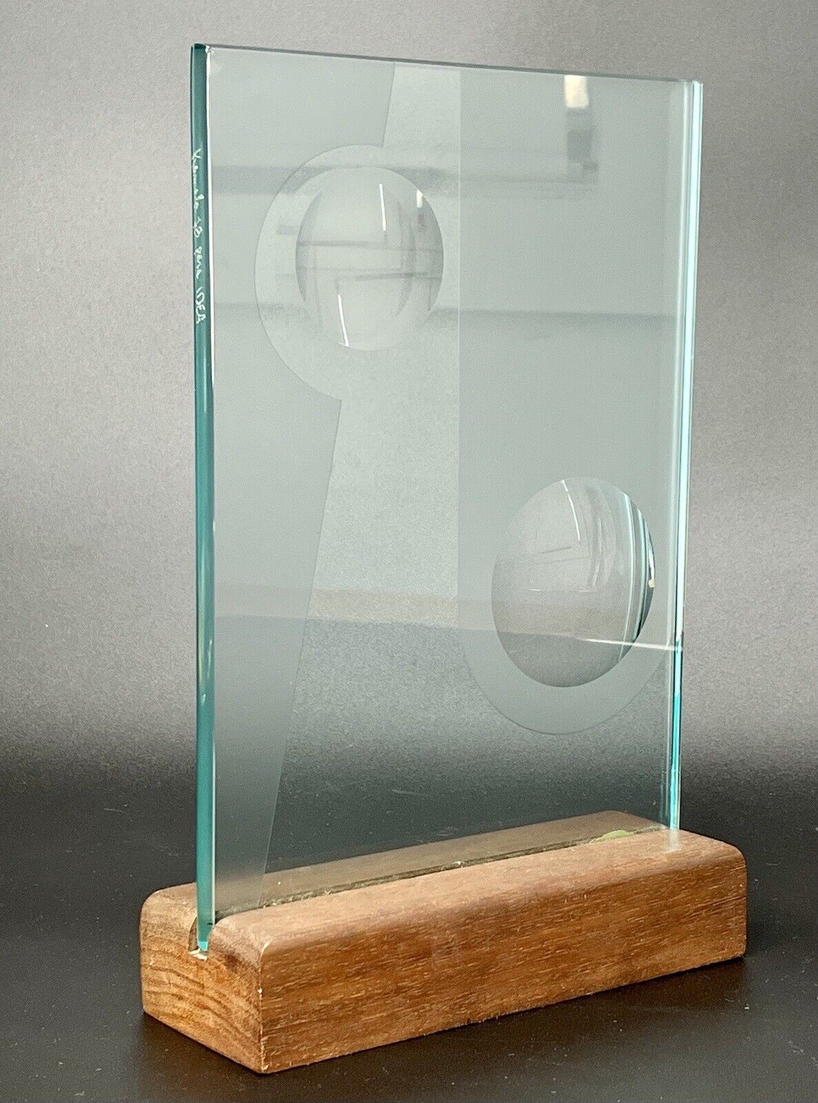 Vintage Abstract Glass Sculpture Signed Kamala 1978