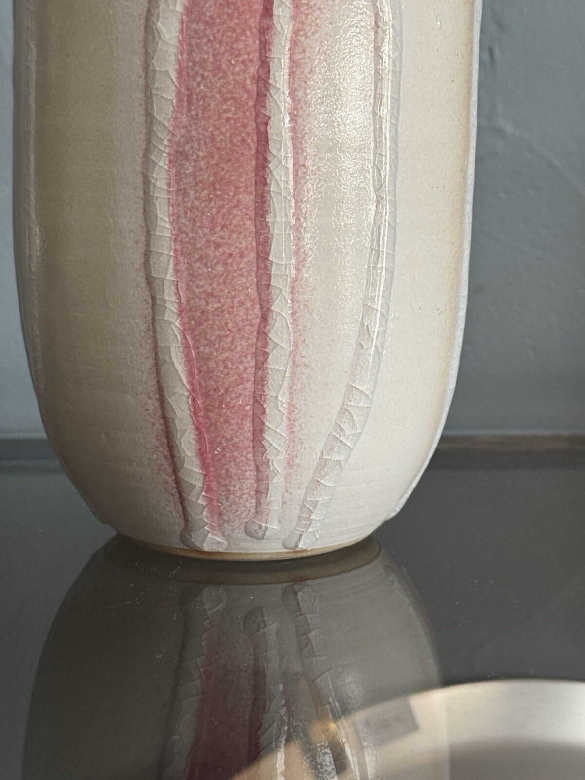 Vintage Japanese Ceramic Vase Crackle Glaze Drip Detail Signed