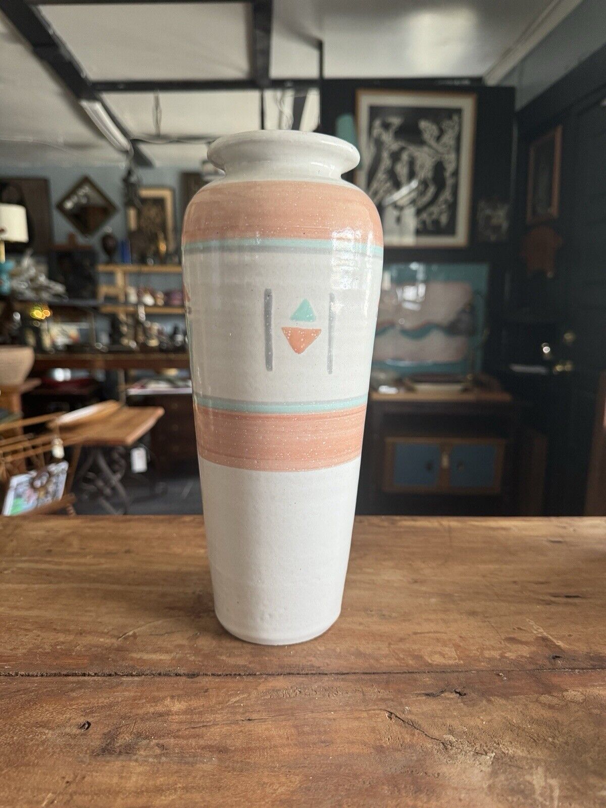 Vintage 1980’s Ceramic Pottery Vase 12” Tall