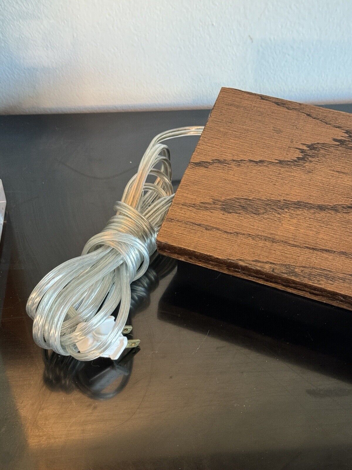 House of Troy Bunk Wall Lamp in Black with Stained Oak Shelf Lamp