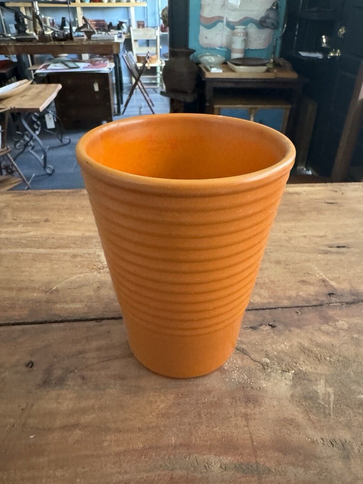 Vintage Mid Century German Orange Vase Pottery