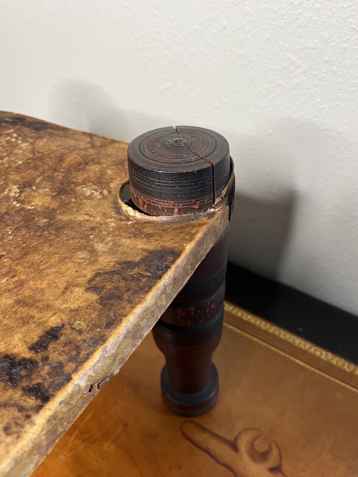 Antique Saharan African Low Stool Hide Early 20th Century