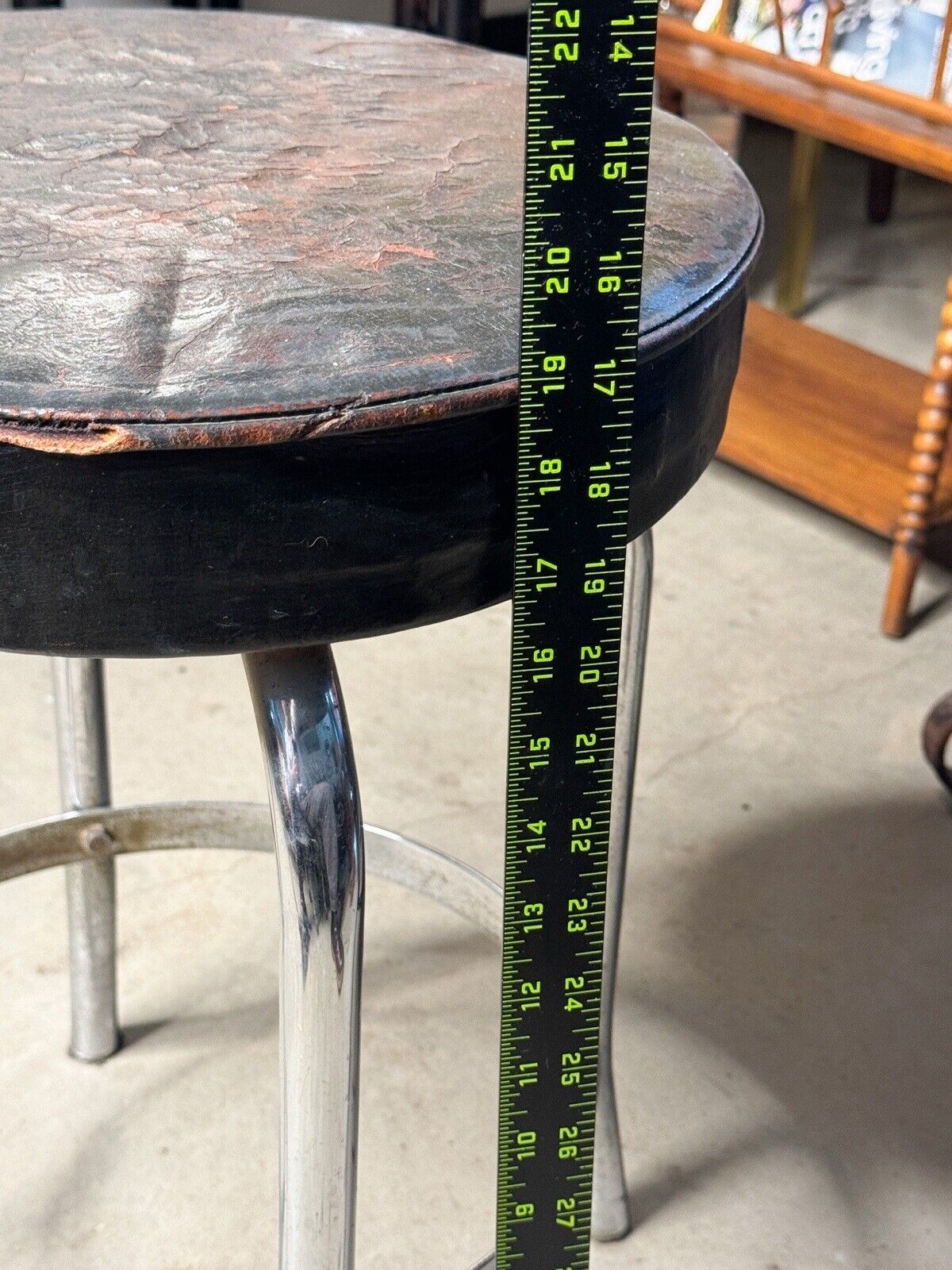 Vintage Art Deco Howell Leath & Chrome Stool