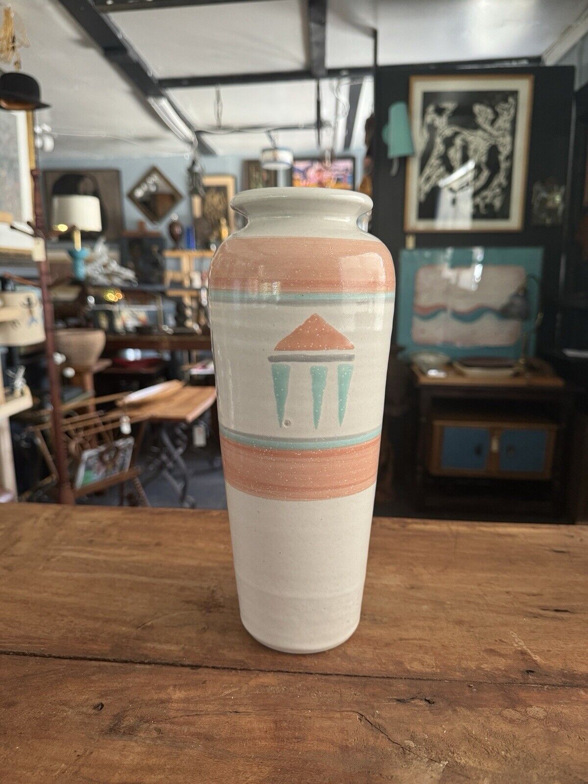Vintage 1980’s Ceramic Pottery Vase 12” Tall