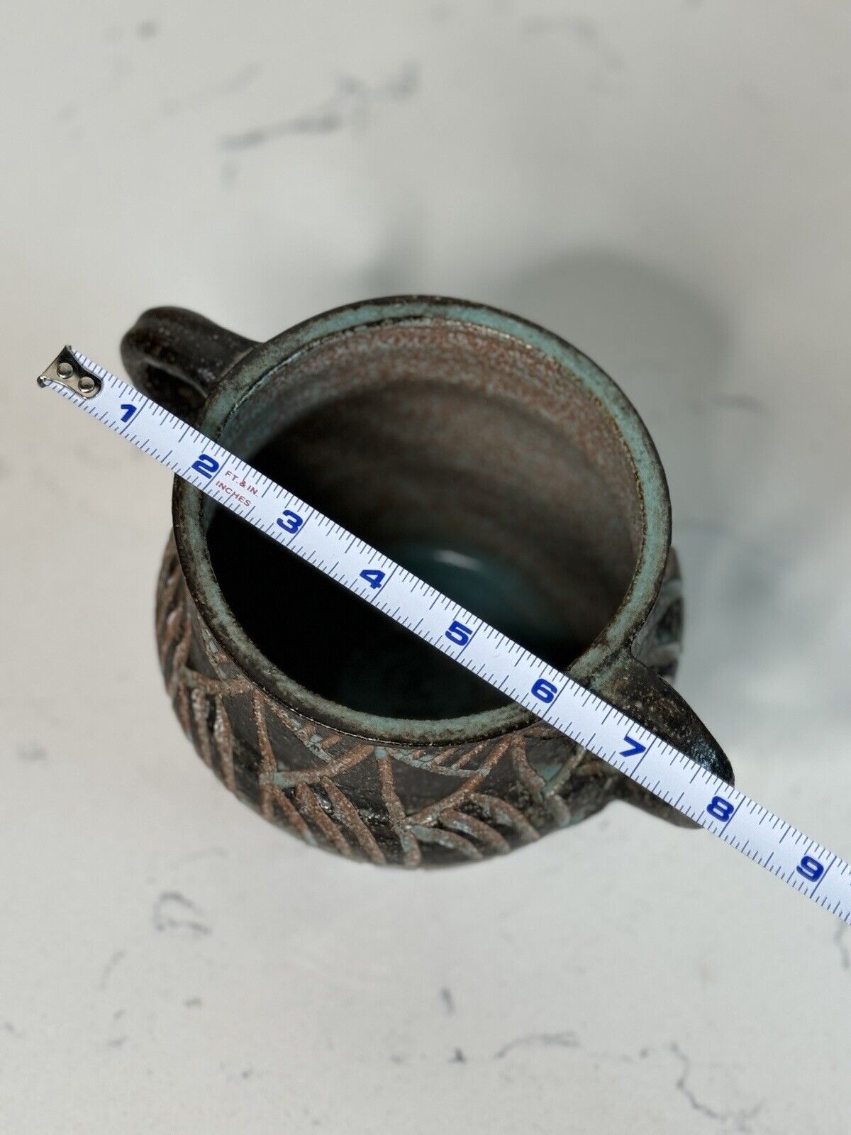 Vintage Incised Vase Studio Pottery Signed Wynona