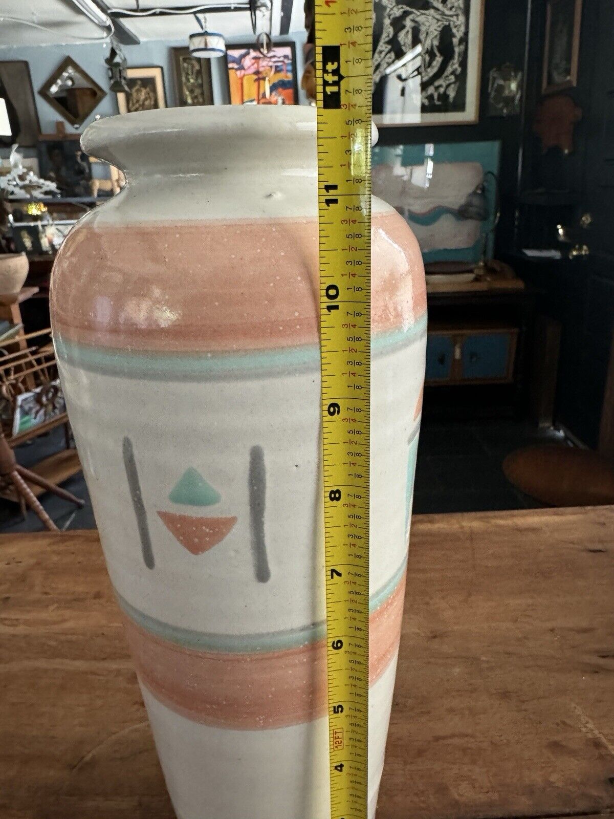 Vintage 1980’s Ceramic Pottery Vase 12” Tall