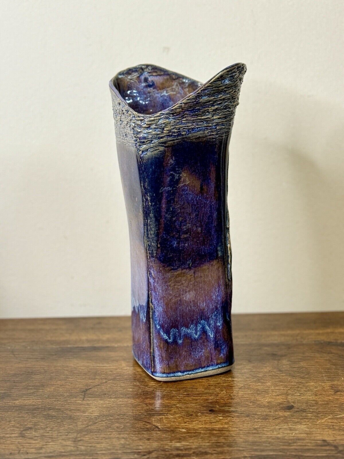 Vintage Handmade Signed Studio Pottery Vase Post Modern Era