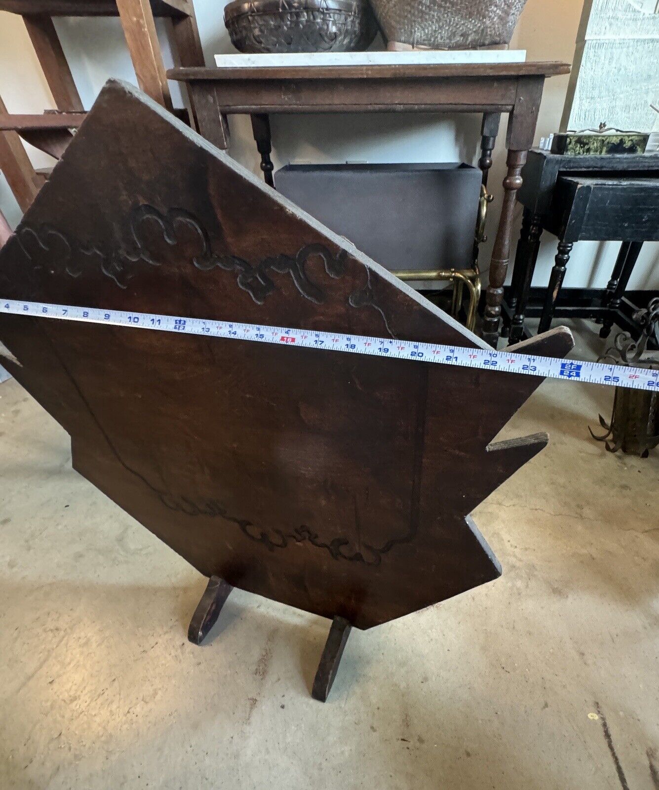 Antique Wood Primitive Fireplace Screen