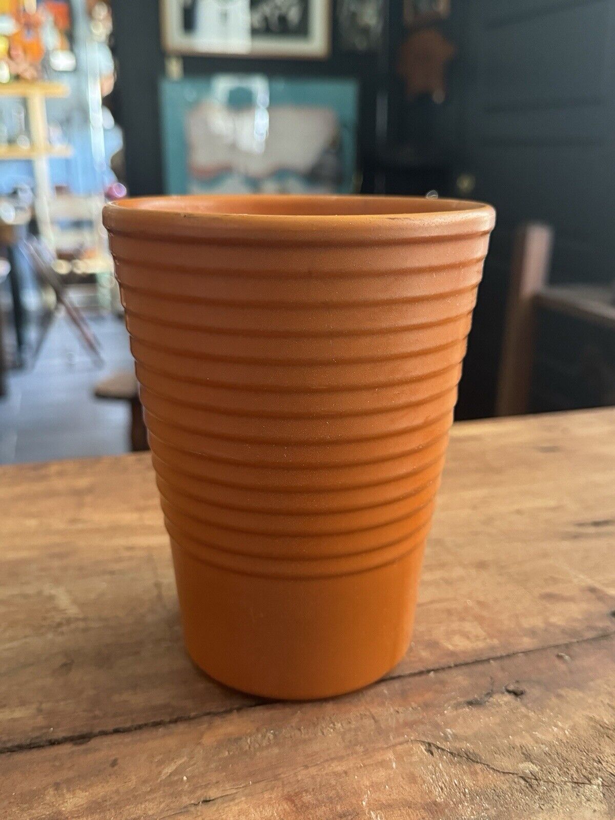 Vintage Mid Century German Orange Vase Pottery