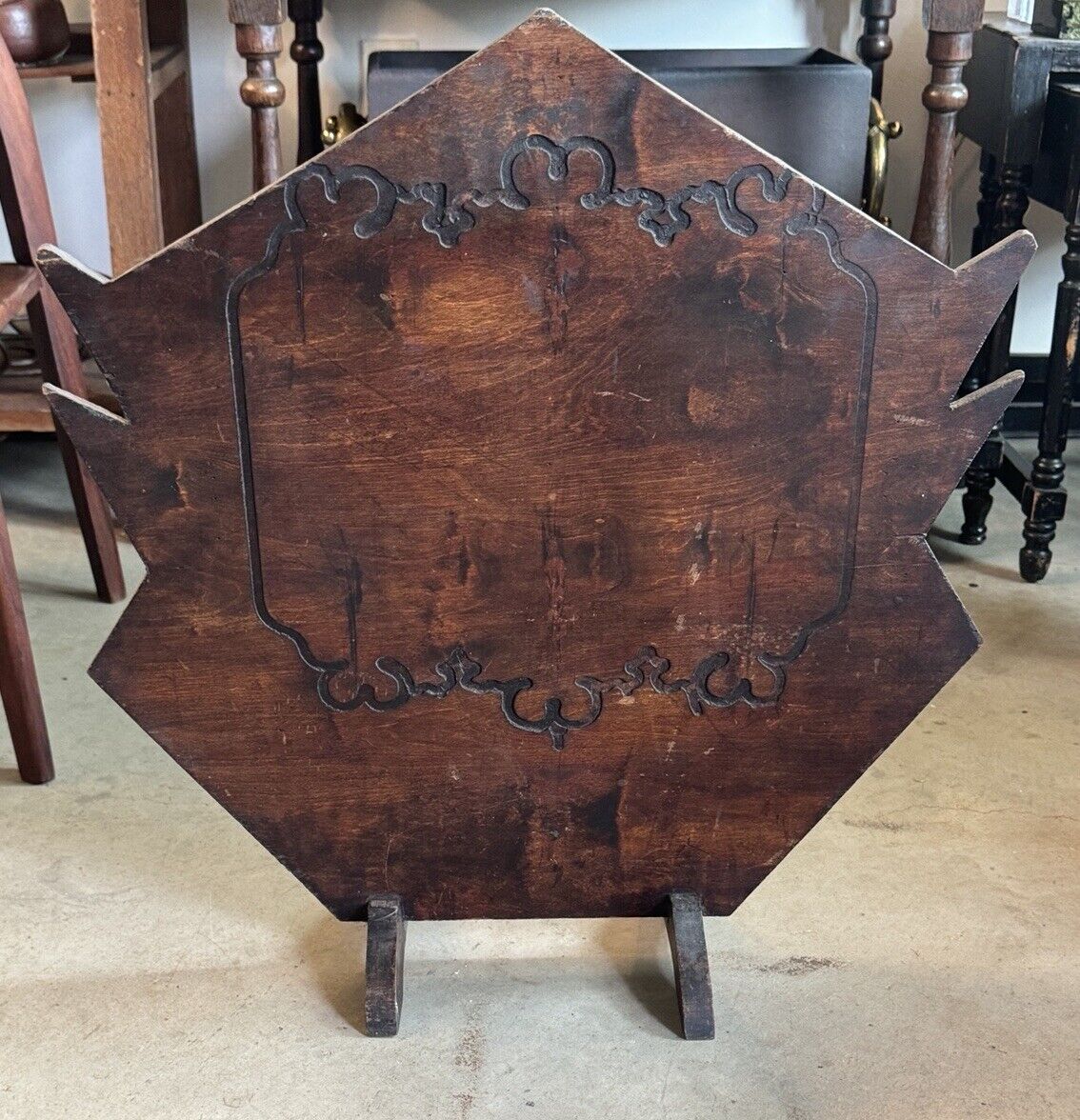 Antique Wood Primitive Fireplace Screen