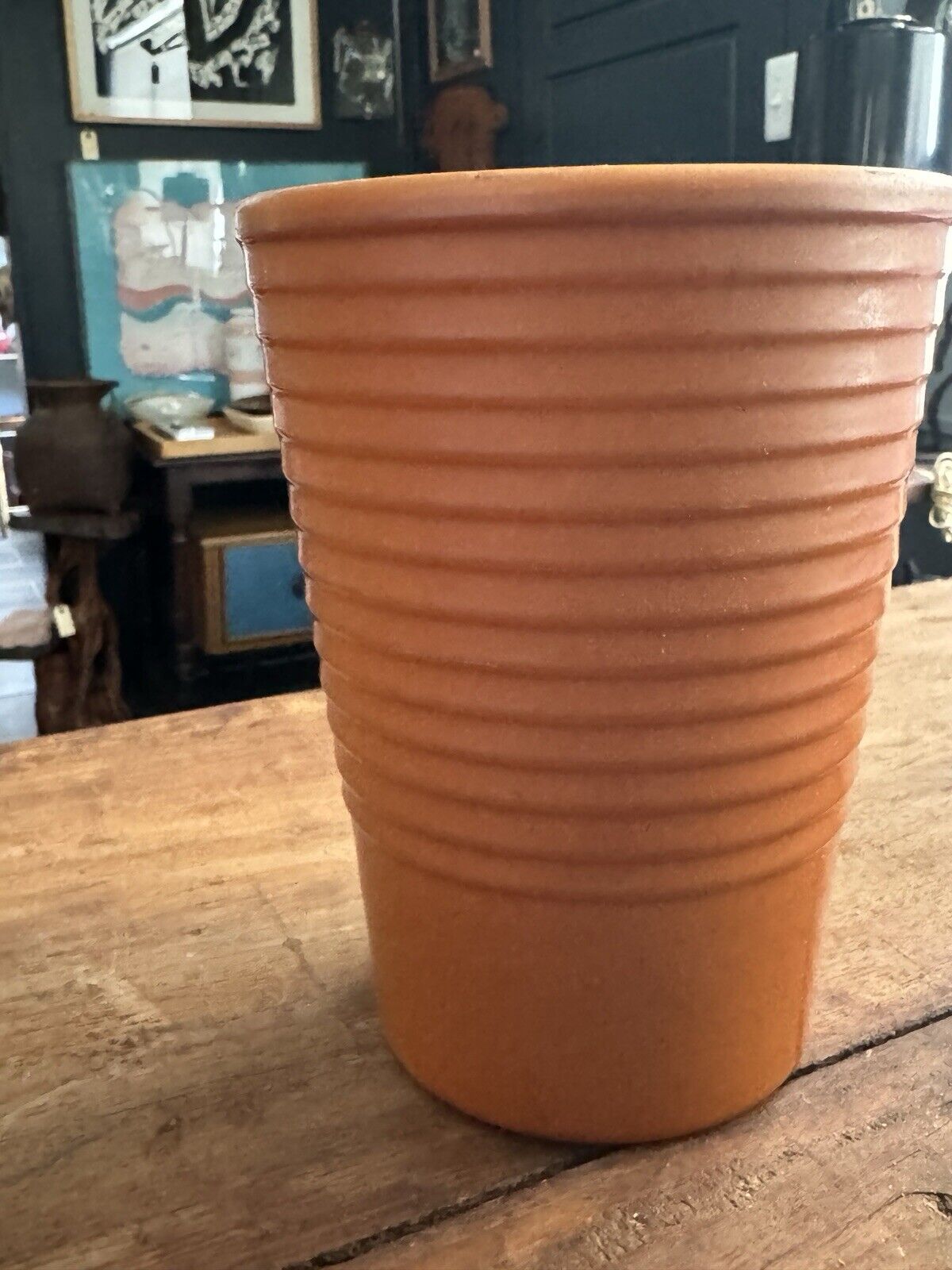 Vintage Mid Century German Orange Vase Pottery