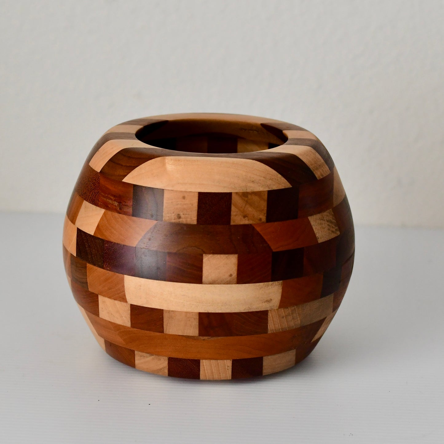 Artisan Handmade Segmented Wood Vase Bowl Cherry Maple Walnut