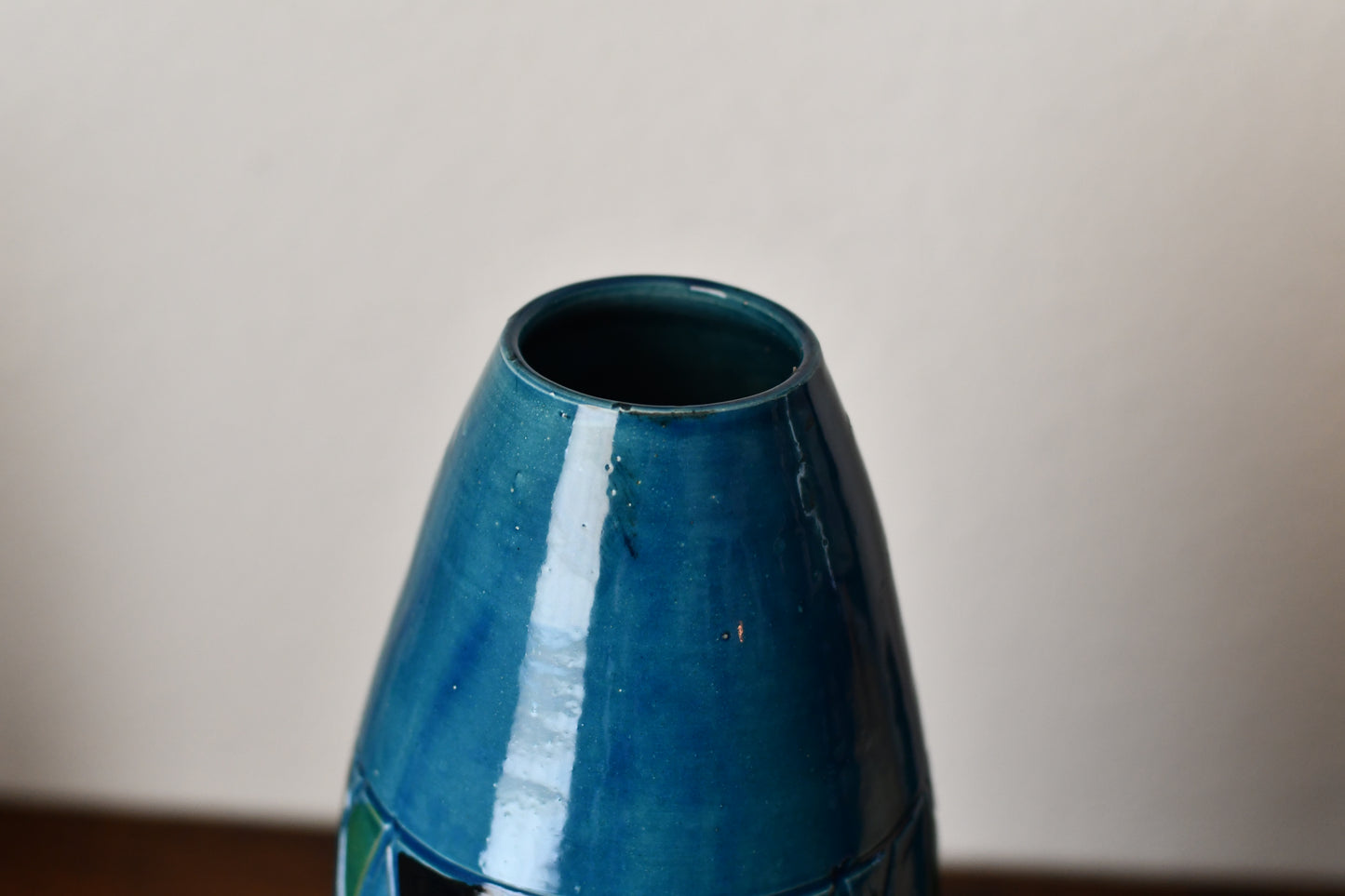 Vintage Mid Century Italian Blue Vase Signed GET