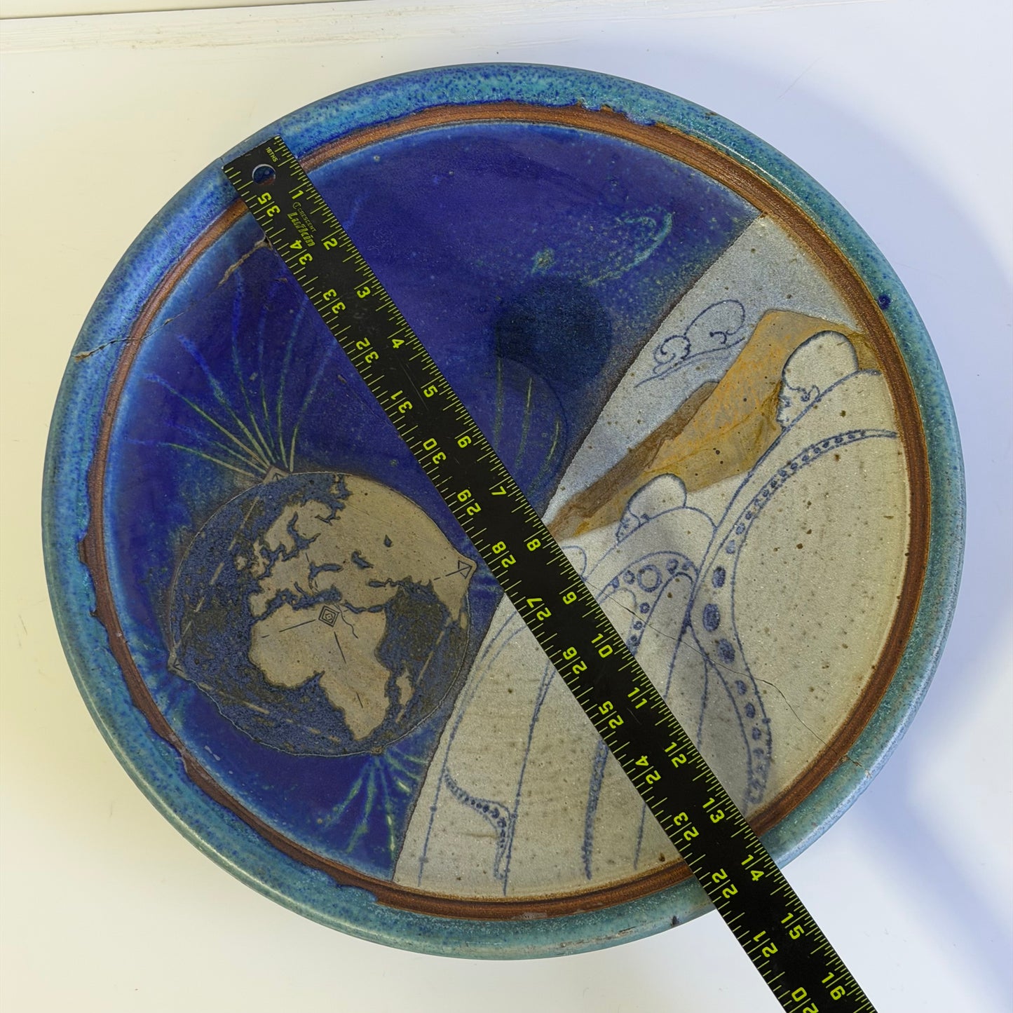 Vintage Original Brian Persha Art Pottery Plate Repaired 1970’s