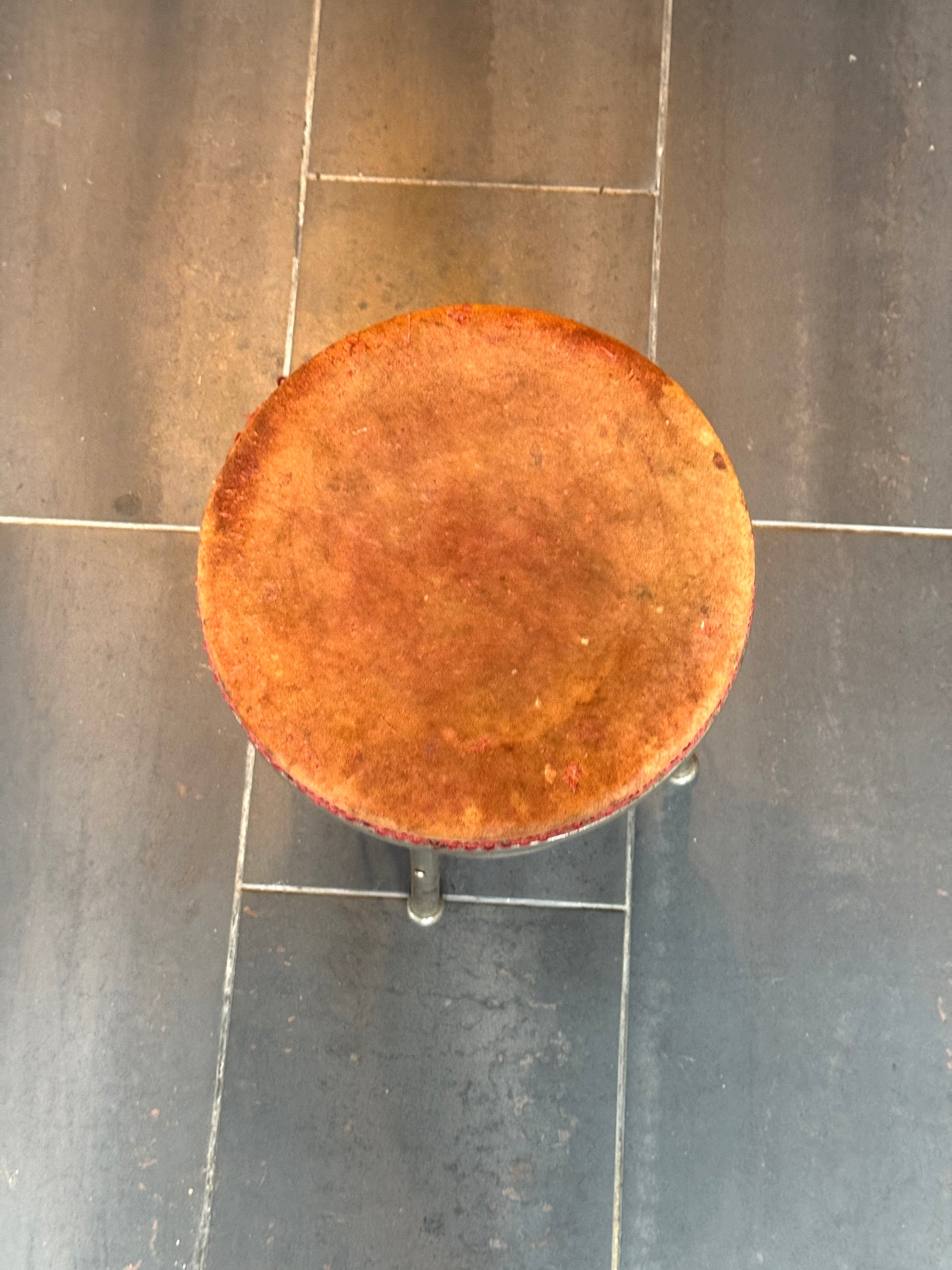 Vintage Art Deco Cast Iron & Chrome Stool 1920s