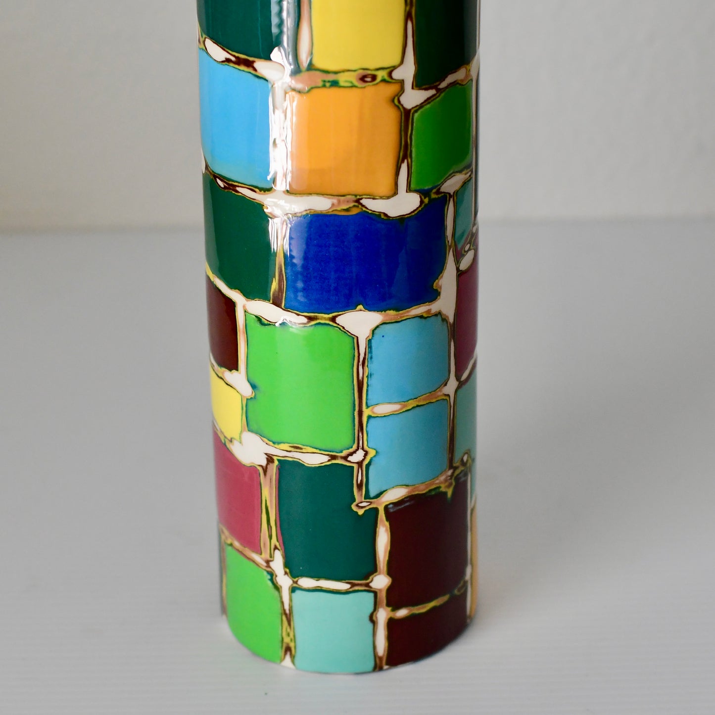 Beautiful Handmade Studio Pottery Multi Colored Vase Signed Breaux 1992