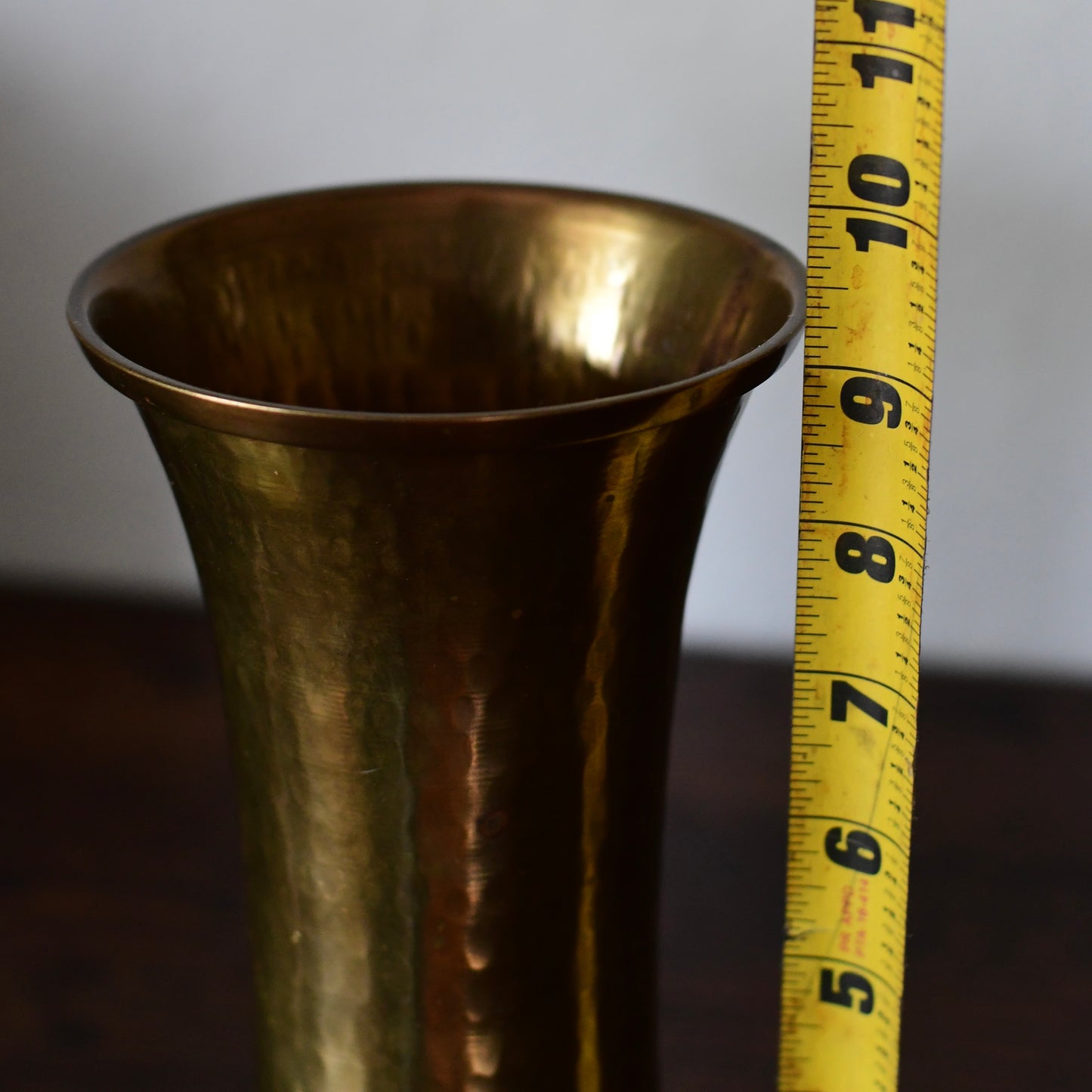 Pair Of Russian Hand hammered Brass Trumpet Vases Early 19th Century