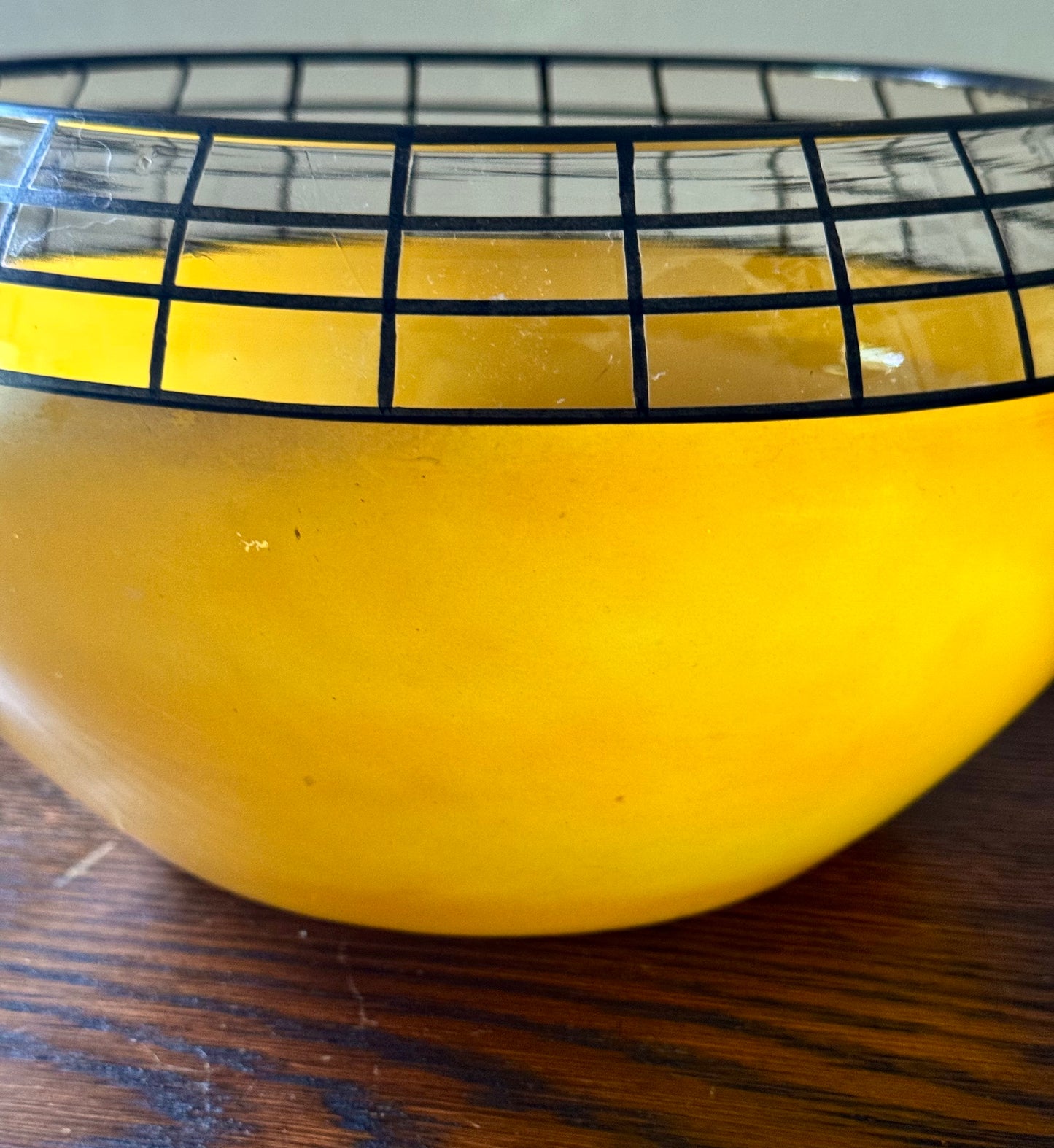 Mid Century Modern Geometeric Yellow Glass Bowl Deco