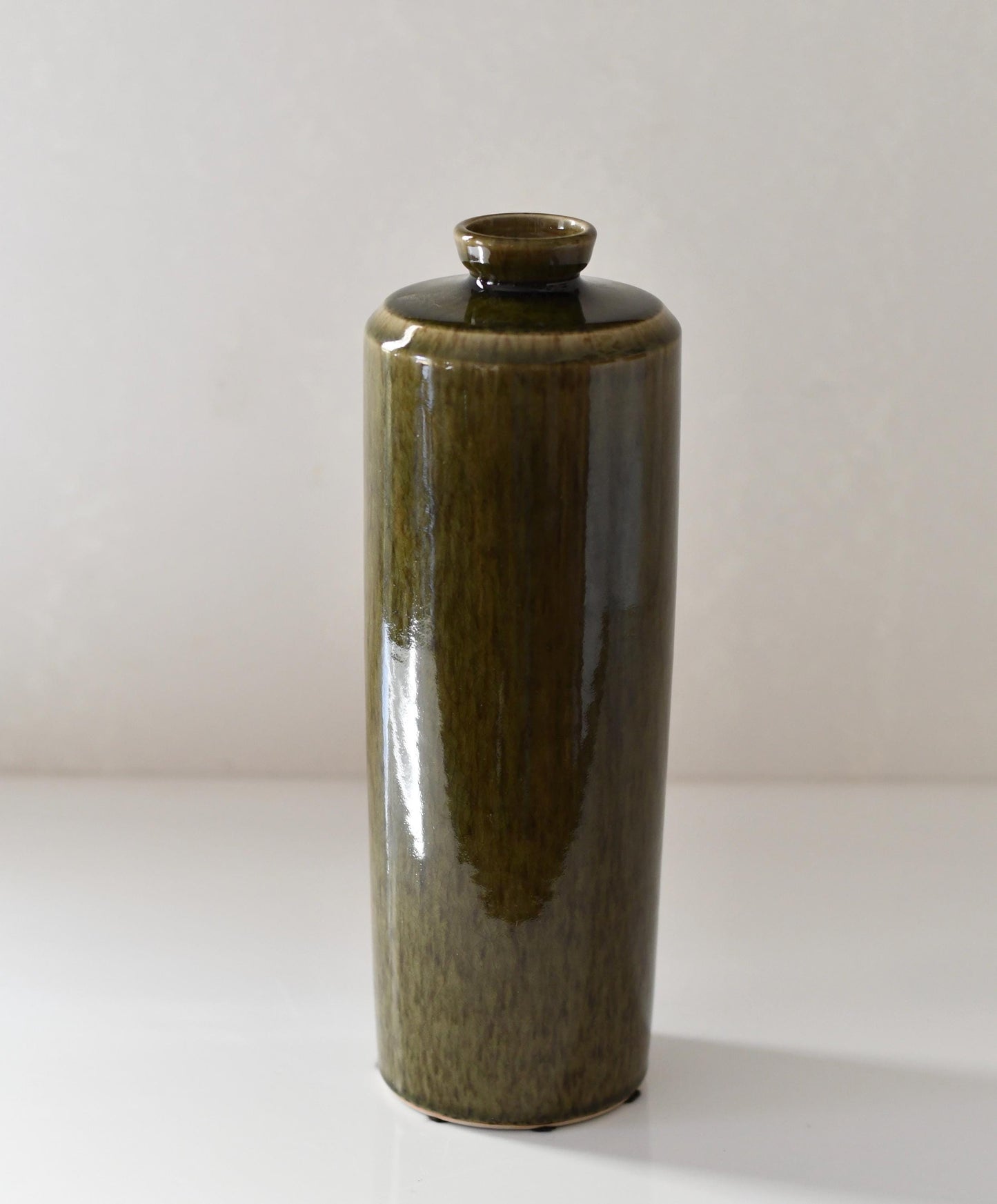 Vintage Maitland Smith Green Crackle Ceramic Vase Thailand Pottery Signed