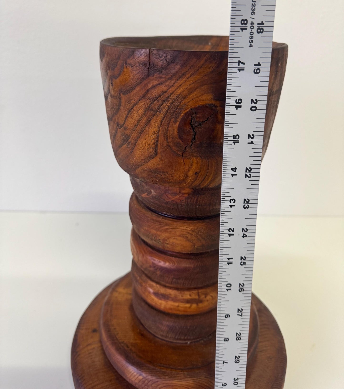Vintage Handmade Wood Floor Candle Holder