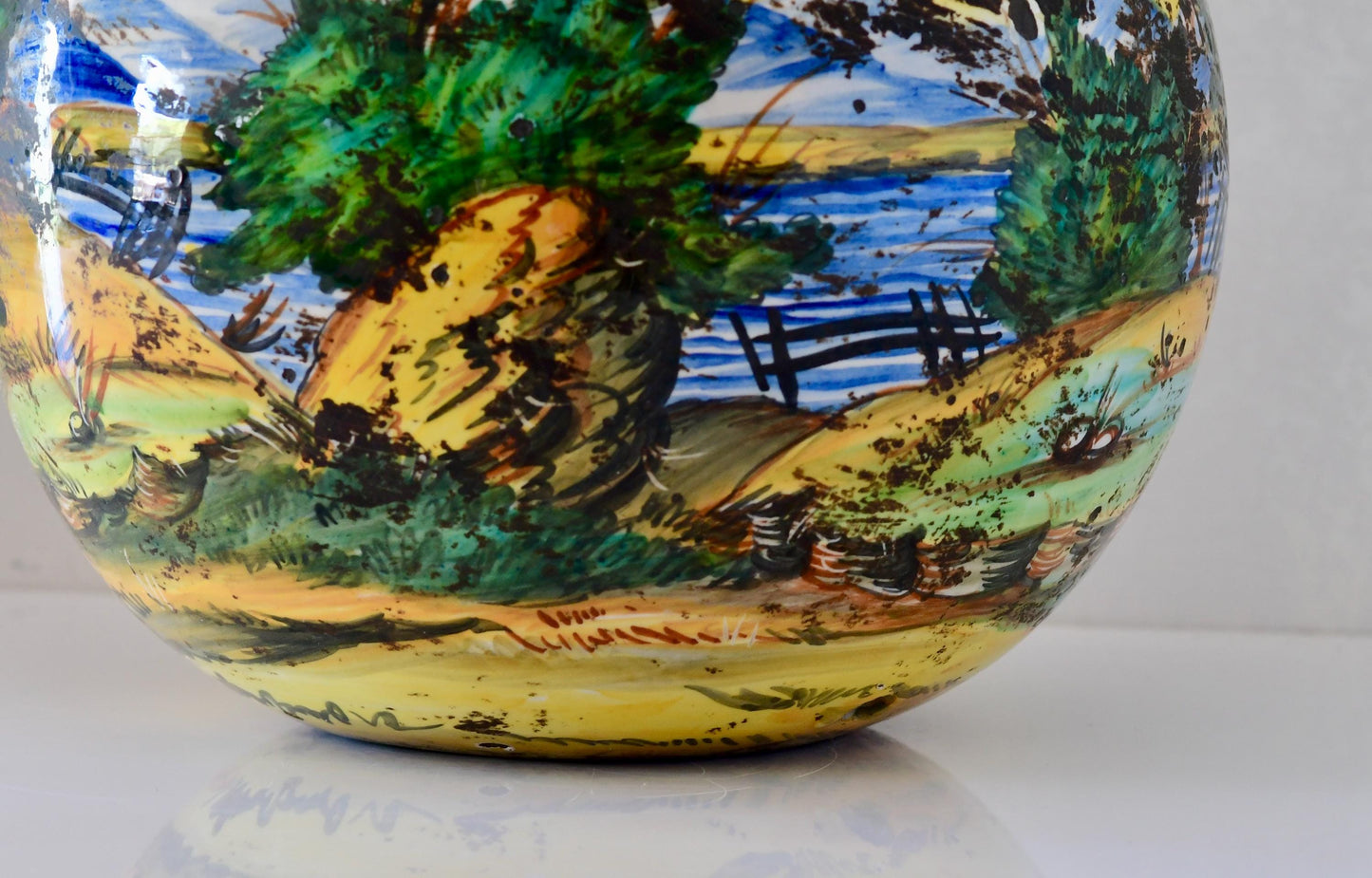Antique Italian Majolica Vase Hand Painted