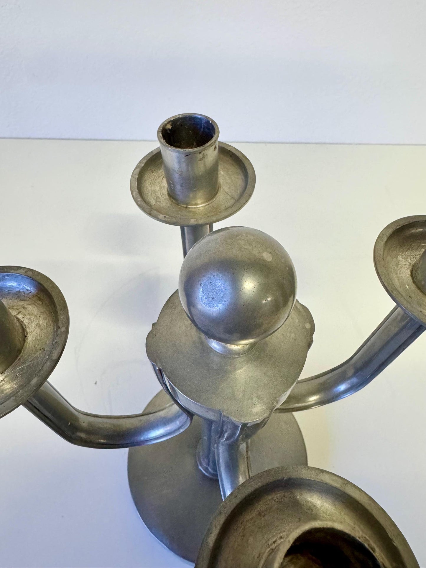 Art Deco Candle Holder Pewter Candelabrum By Eugen Wiedamann Germany