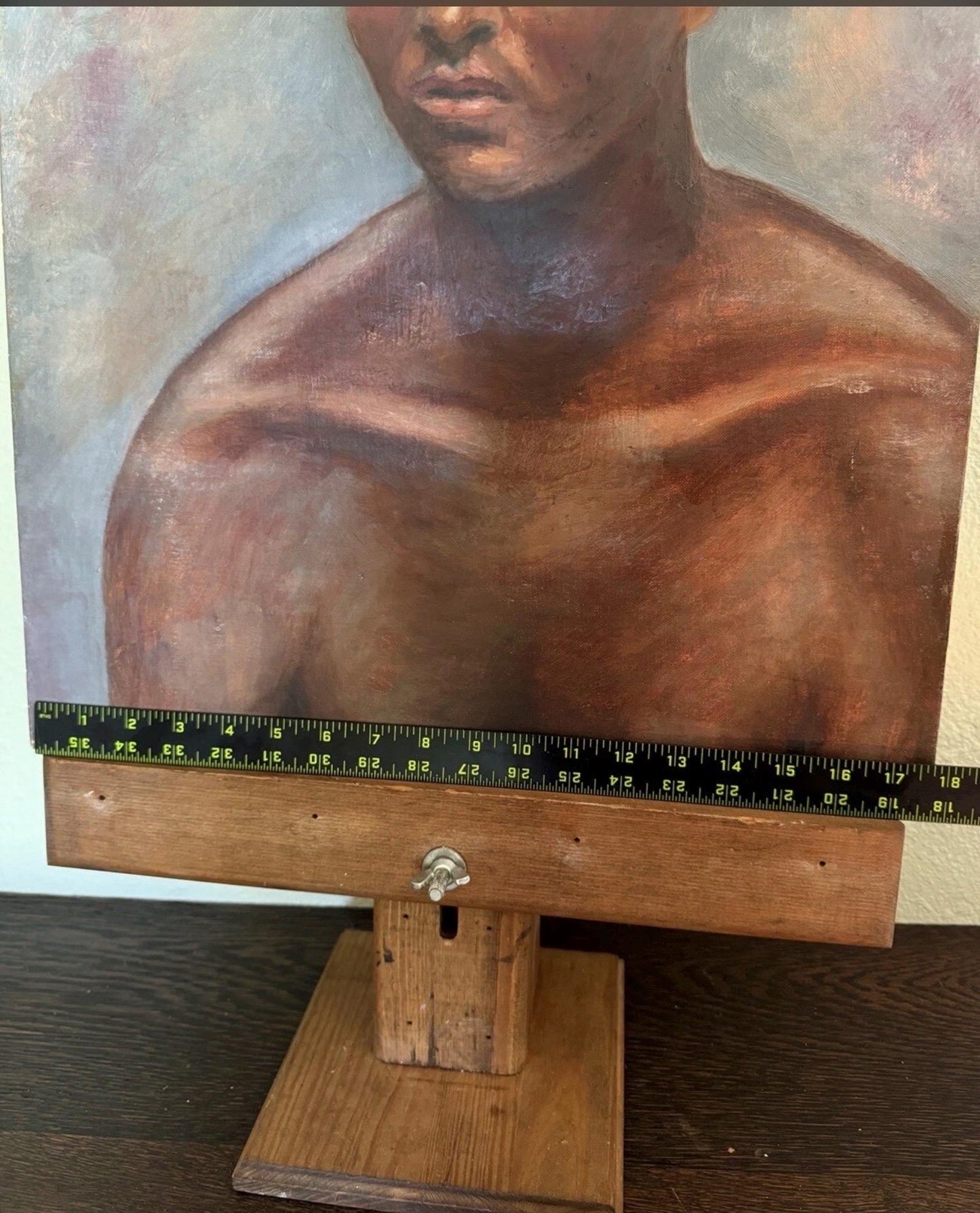 Original Mid Century Art Painting of Man Portrait Signed B. Hensley